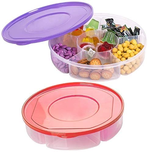 Zilpoo two-pack candy and nut serving tray with lid keeps snacks fresh and portable.