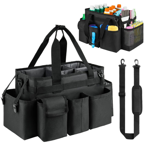 ZIOZERTT cleaning caddy in black, durable nylon material for daily use.