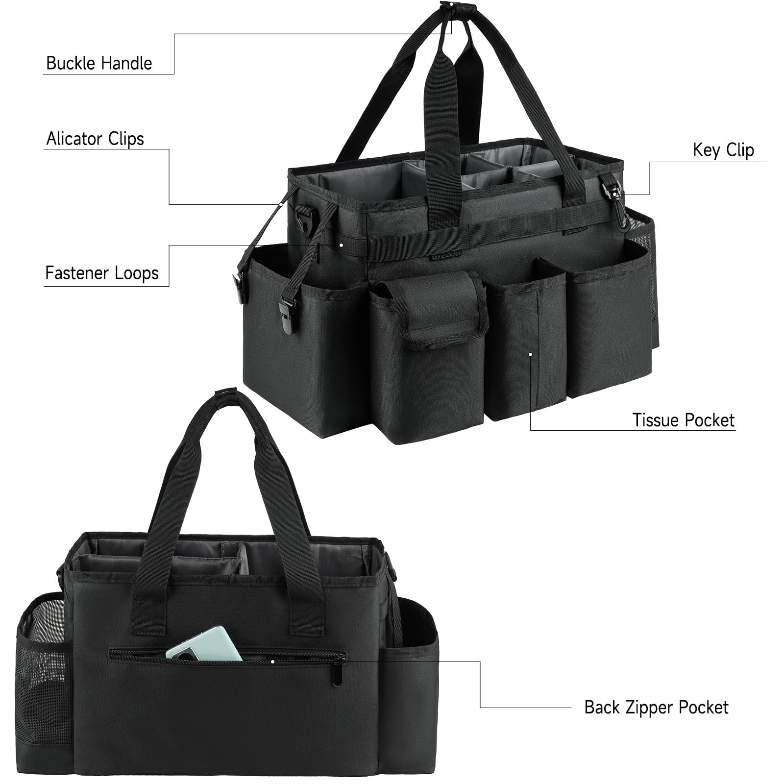 ZIOZERTT caddy featuring six pockets for organized supplies.
