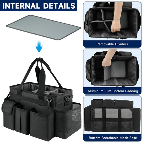 ZIOZERTT cleaning caddy with removable padded divider for flexible spacing.