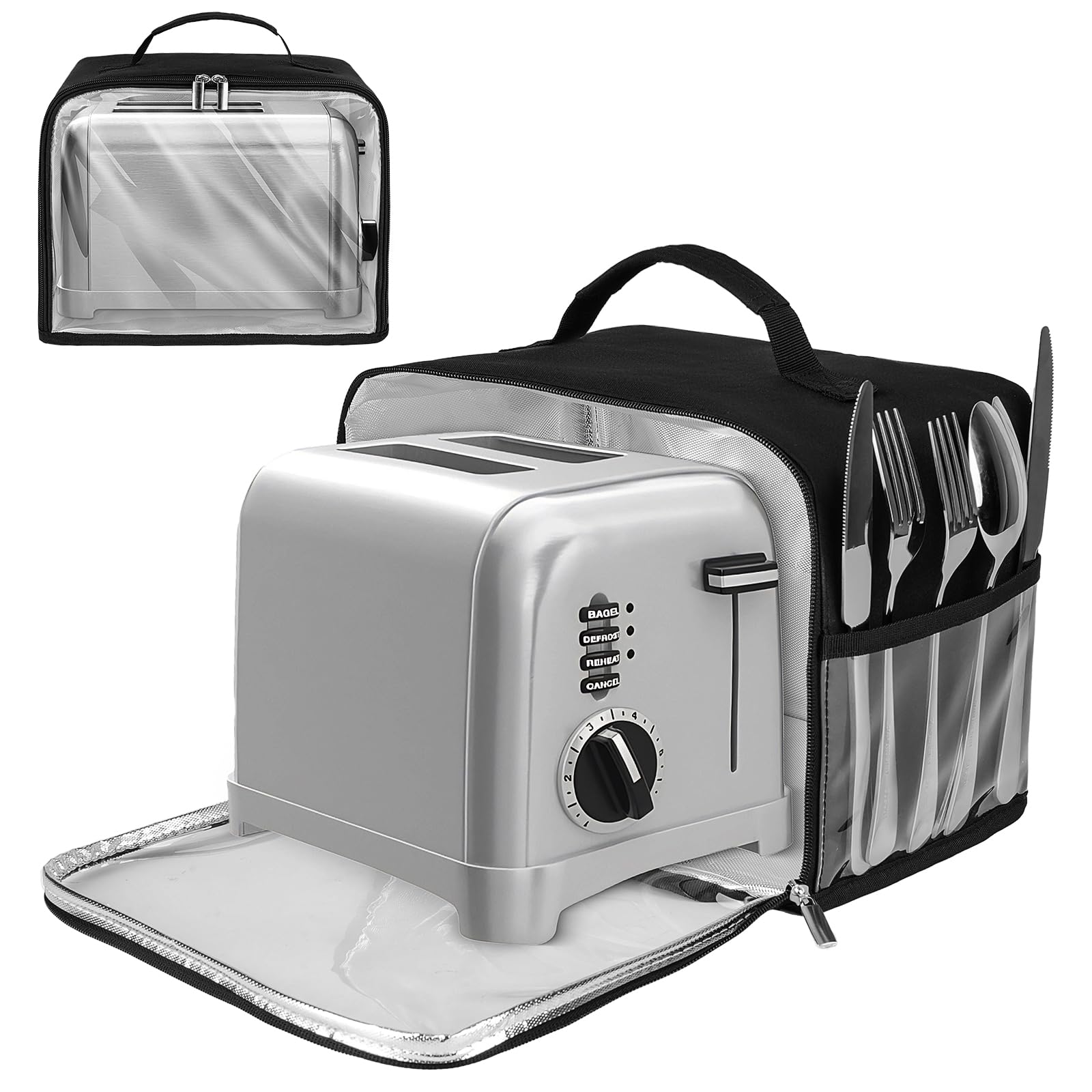 ZIOZERTT toaster cover 2-slice with base on a toaster, full protection from dust