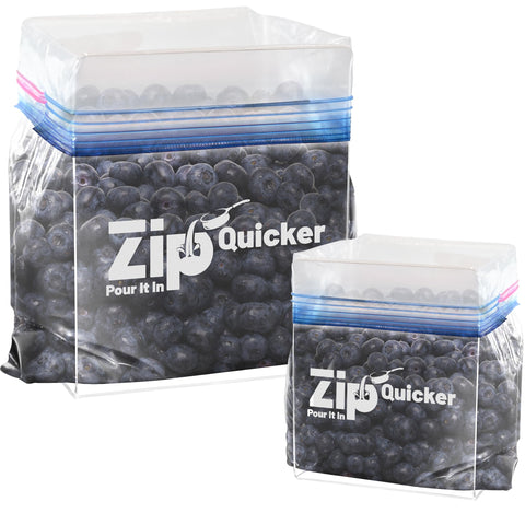 Zip Quicker bag holder gallon stand keeps large bags upright for quick filling.