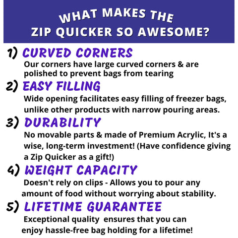 Zip Quicker hands-free pour helps pour leftovers without spills.