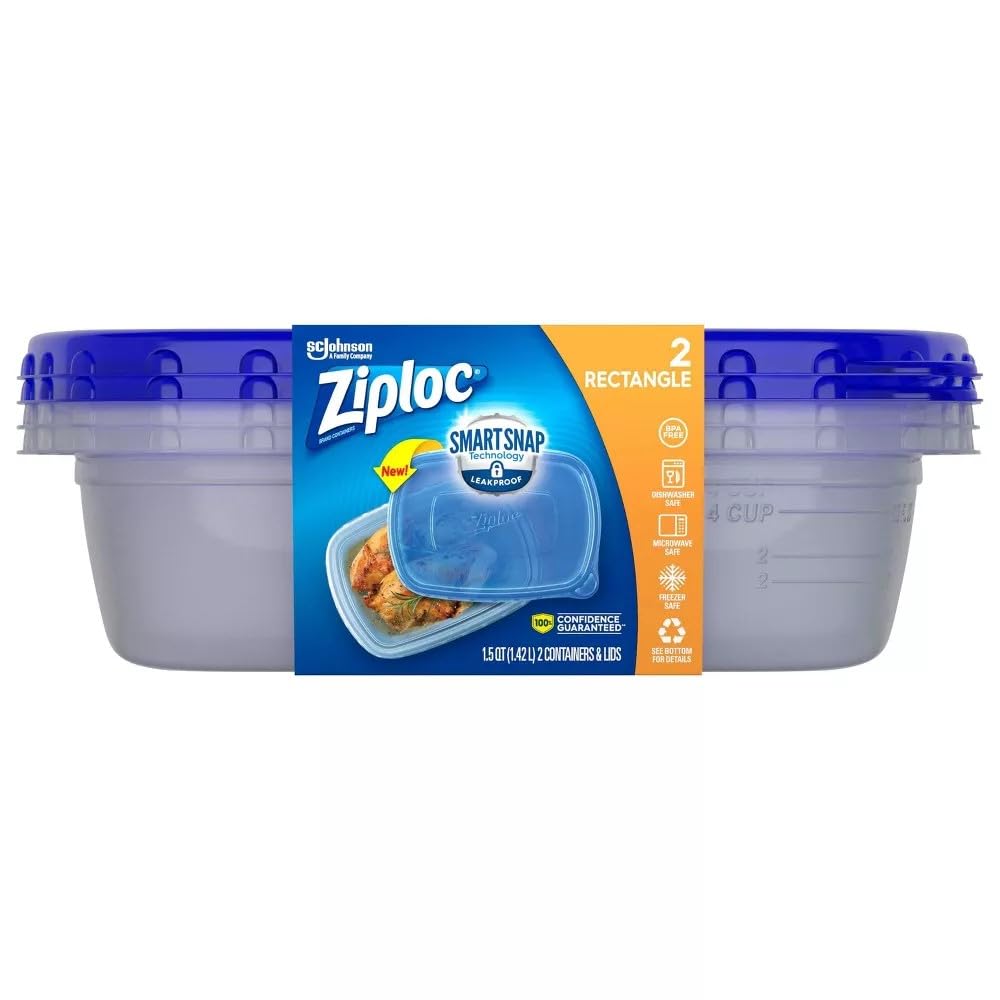 Ziploc leakproof lid close ensuring spill-free lunch transport.