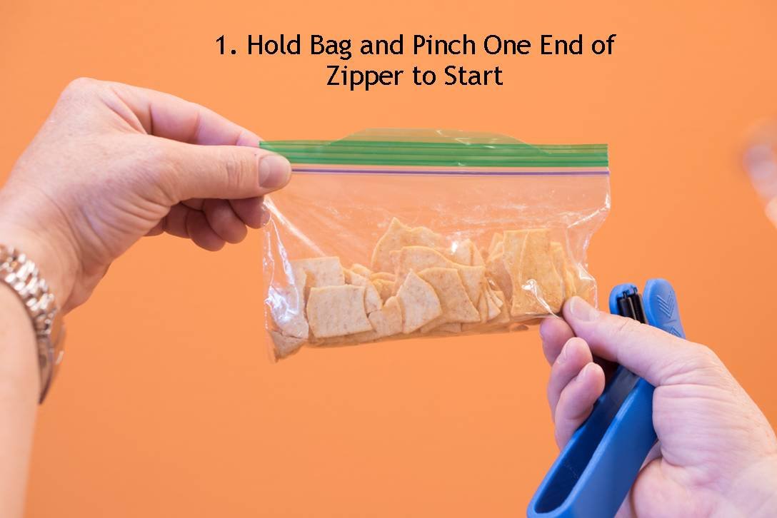ZipSealer patented design delivers smooth seals on various bags.