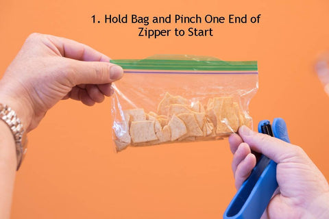 ZipSealer patented design delivers smooth seals on various bags.