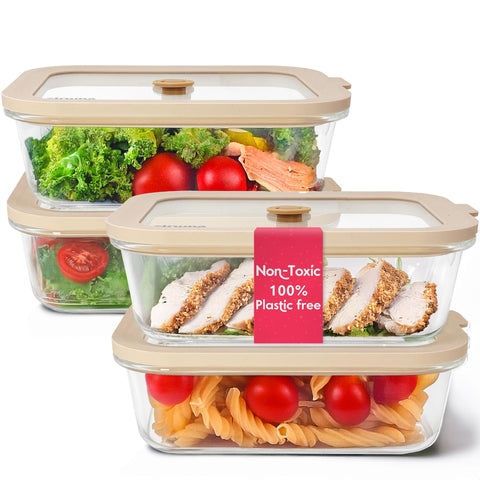Ziruma 35oz glass meal prep container with airtight lid keeps portions fresh.