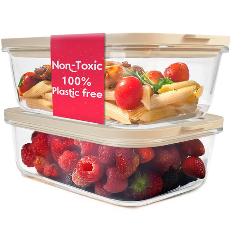 Ziruma 6.2 cup glass storage container with lid for safe, toxin-free meal prep