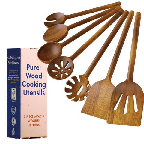 Ziruma 7-piece wooden spoons set for versatile home cooking