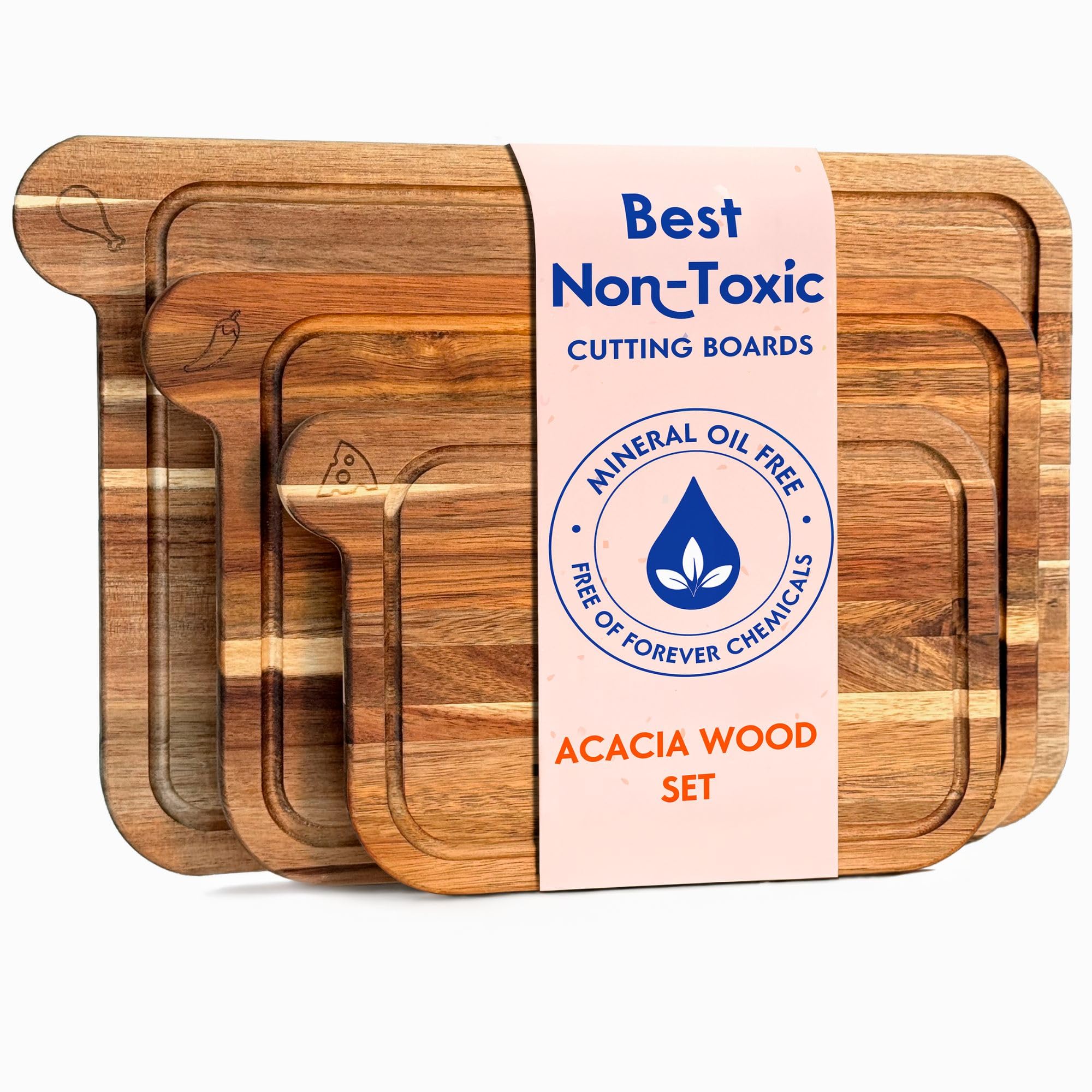 Ziruma cutting boards set top view for organized prep and natural finish
