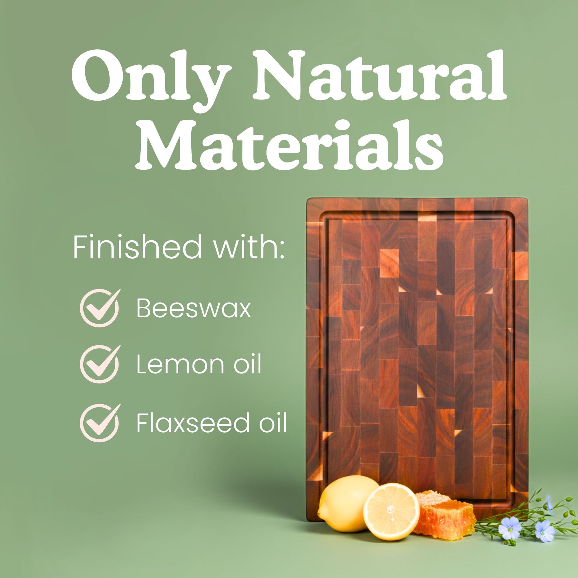 Ziruma acacia board highlighting ergonomic handles for easy lifting.