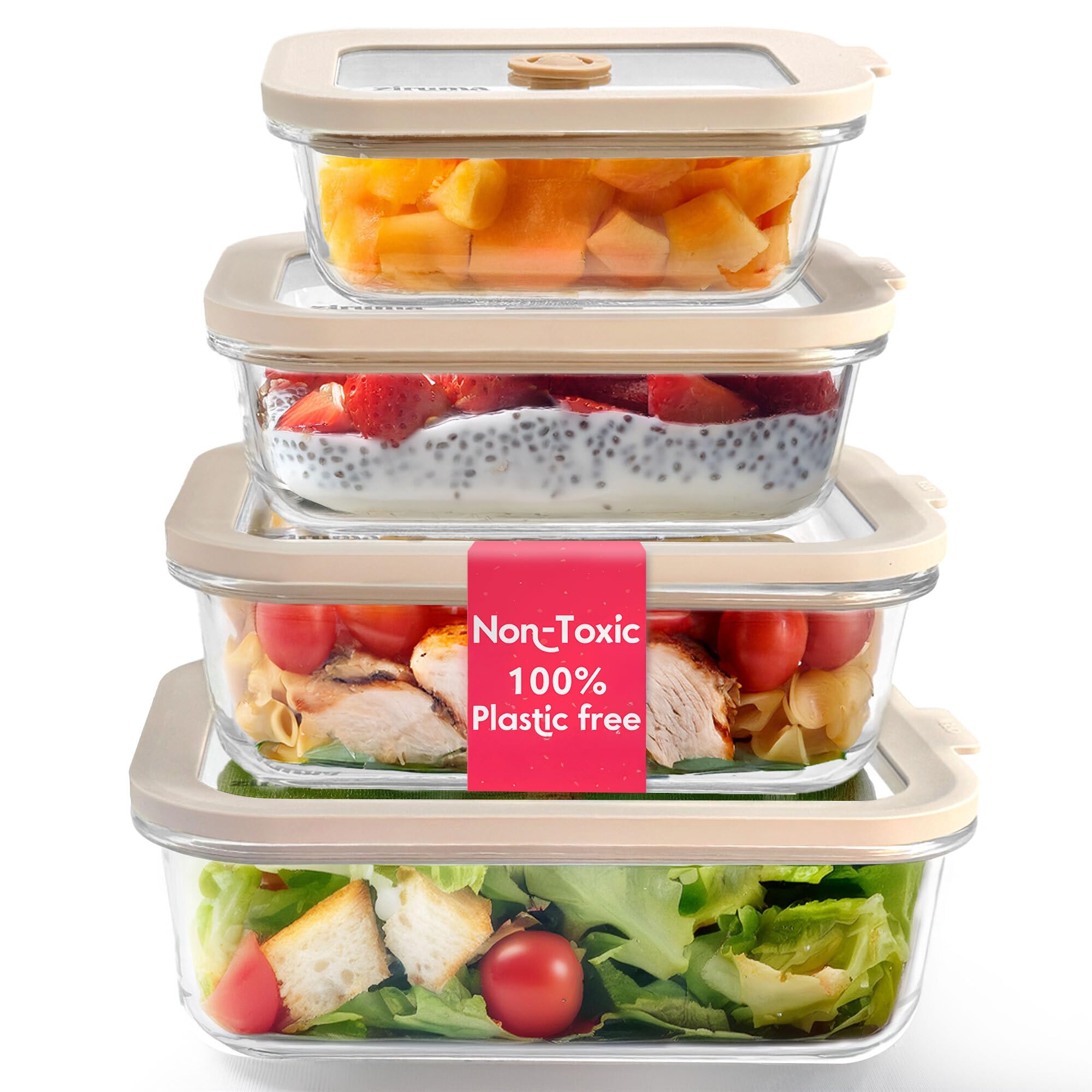 Ziruma glass containers 12oz with airtight lid for fresh snack storage