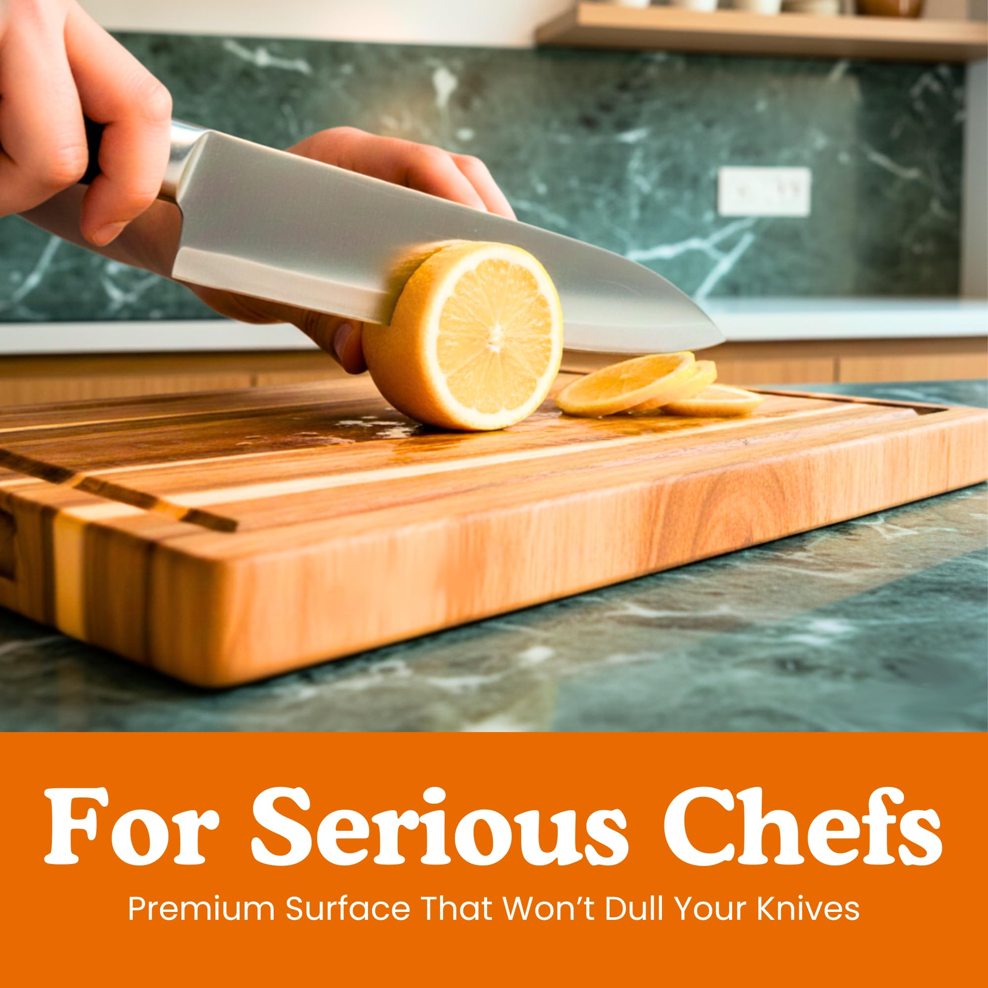 Ziruma 1-inch thick board provides a stable chopping surface