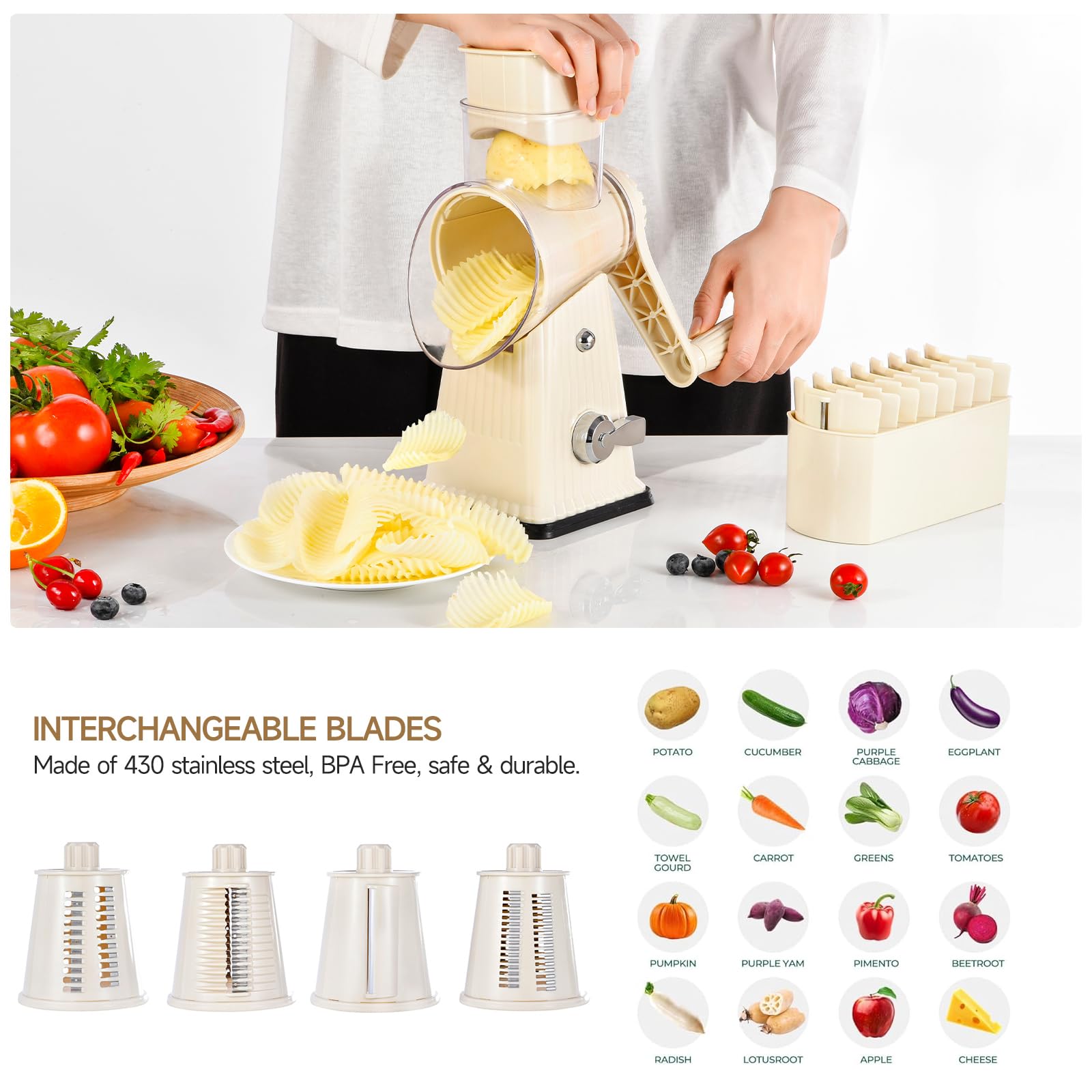 Suction base keeps Ziweaye grater steady on countertop