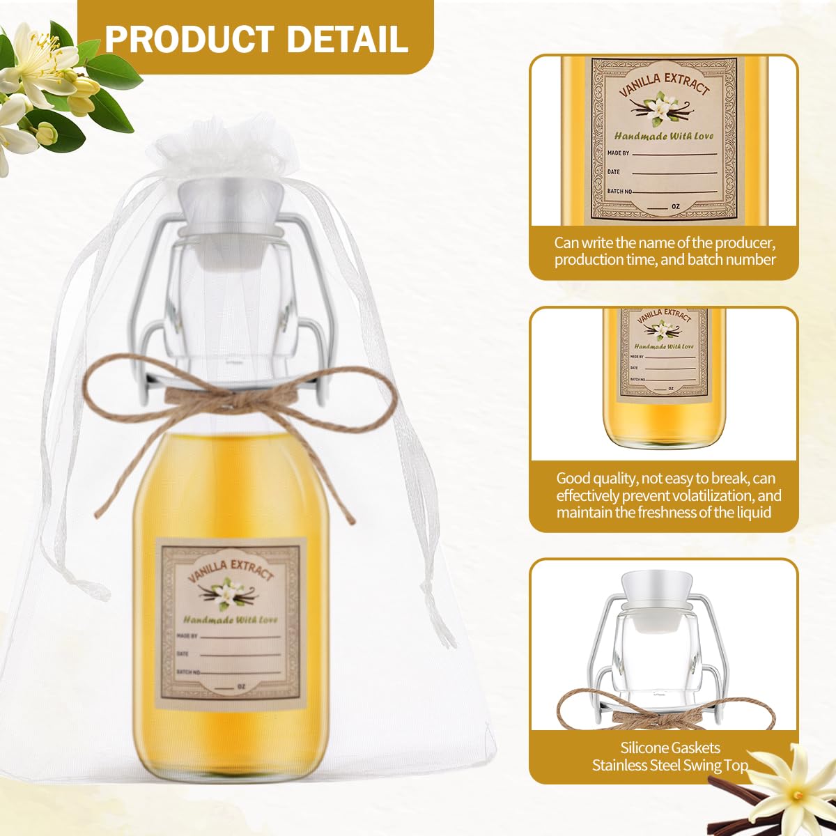 zjdbset swing-top bottle with labels kit for organized home gifts and batches.