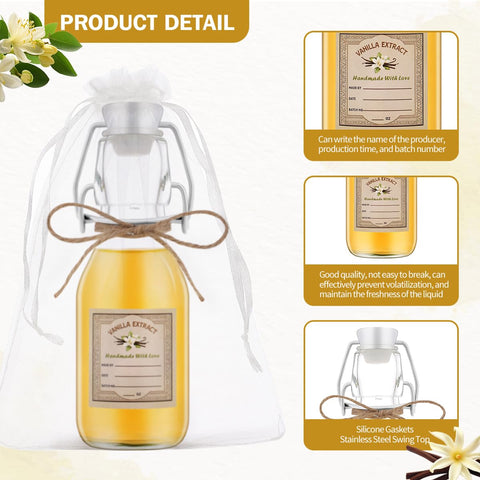 zjdbset swing-top bottle with labels kit for organized home gifts and batches.