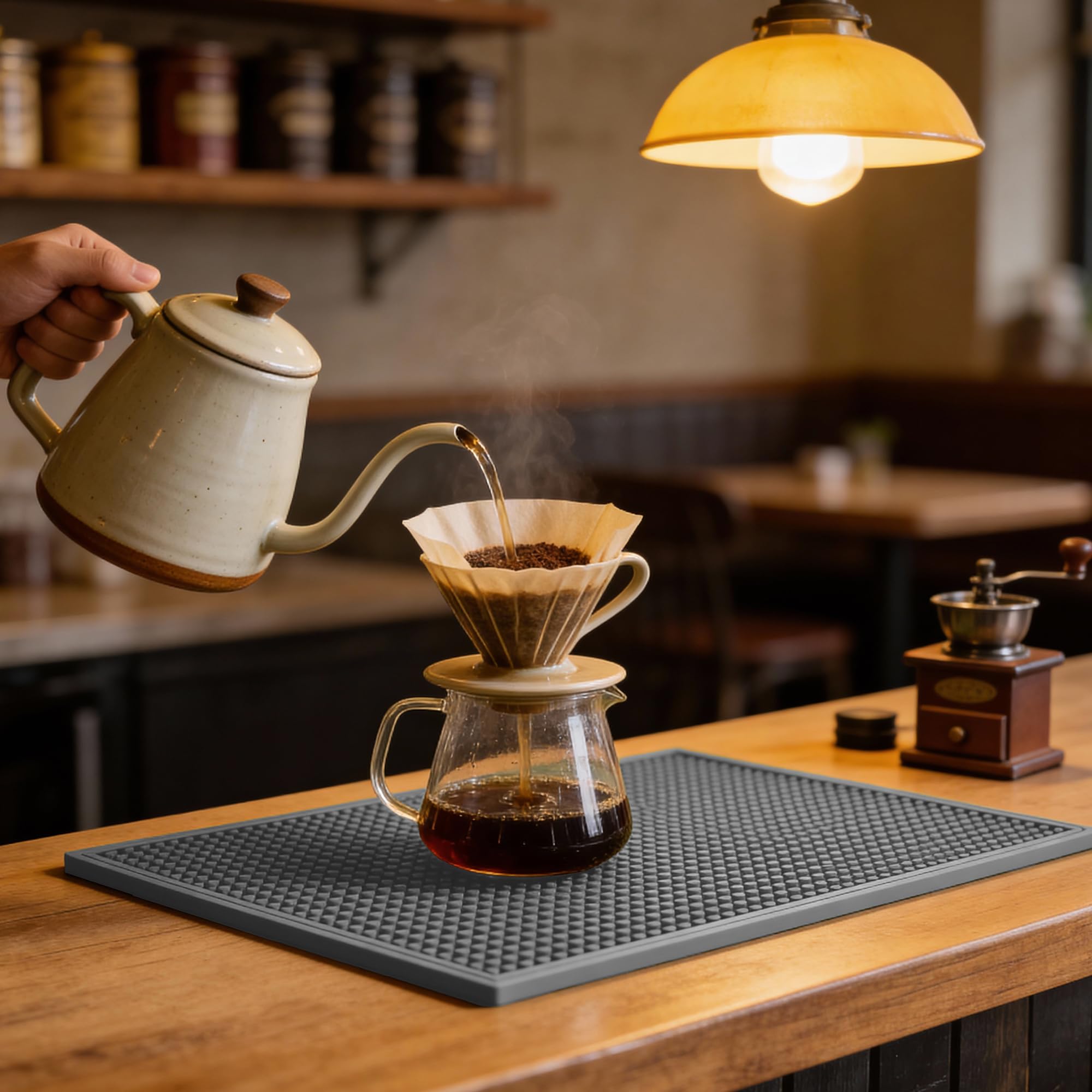 ZJWZLG Bar Mat adds modern, stylish touch to a home bar.