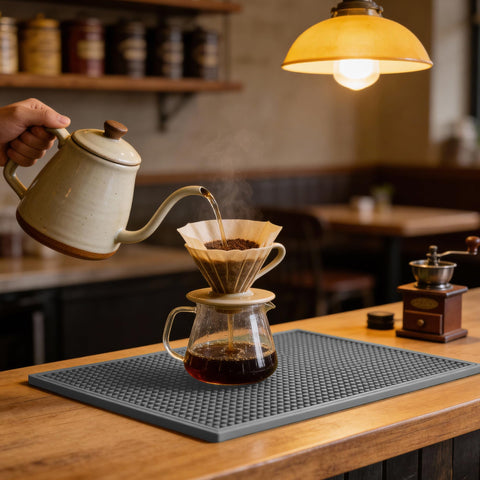 ZJWZLG Bar Mat adds modern, stylish touch to a home bar.