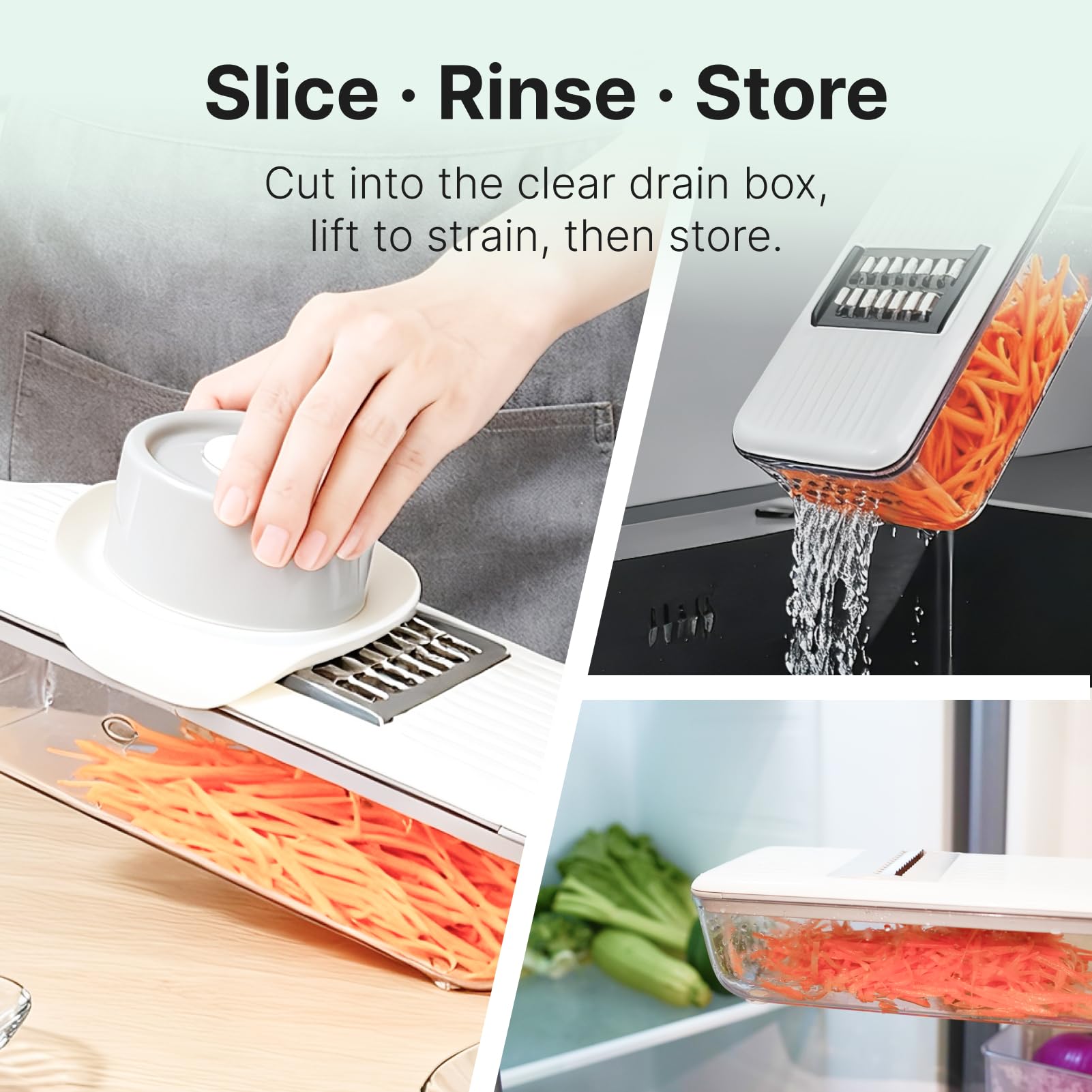 ZKIRON Mandoline Slicer 6-in-1 blades provide versatile cuts for meals