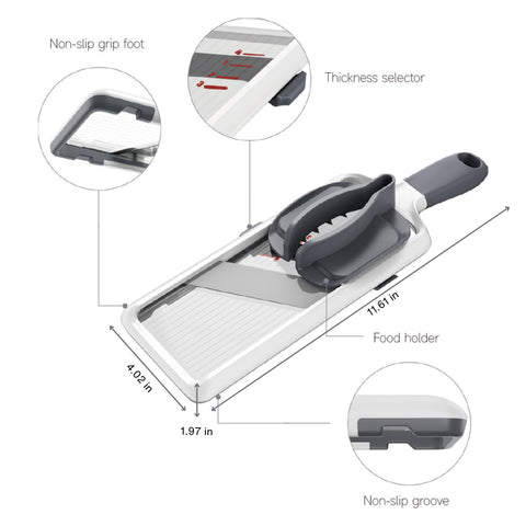 ZKIRON mandoline features adjustable blades for precise 1mm, 2mm, and 3mm slices