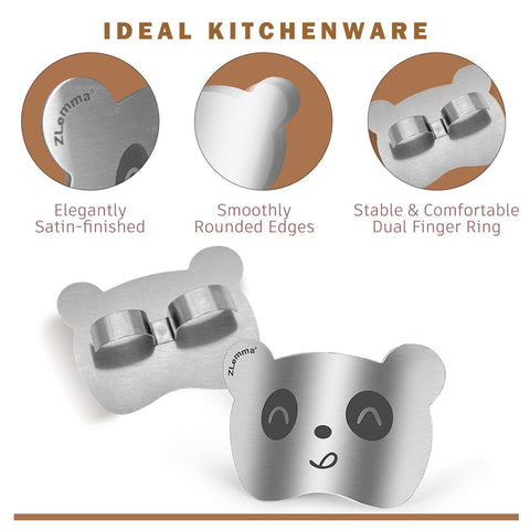 Ergonomic dual-ring grip of ZLemma guards enhances comfort for extended food prep.