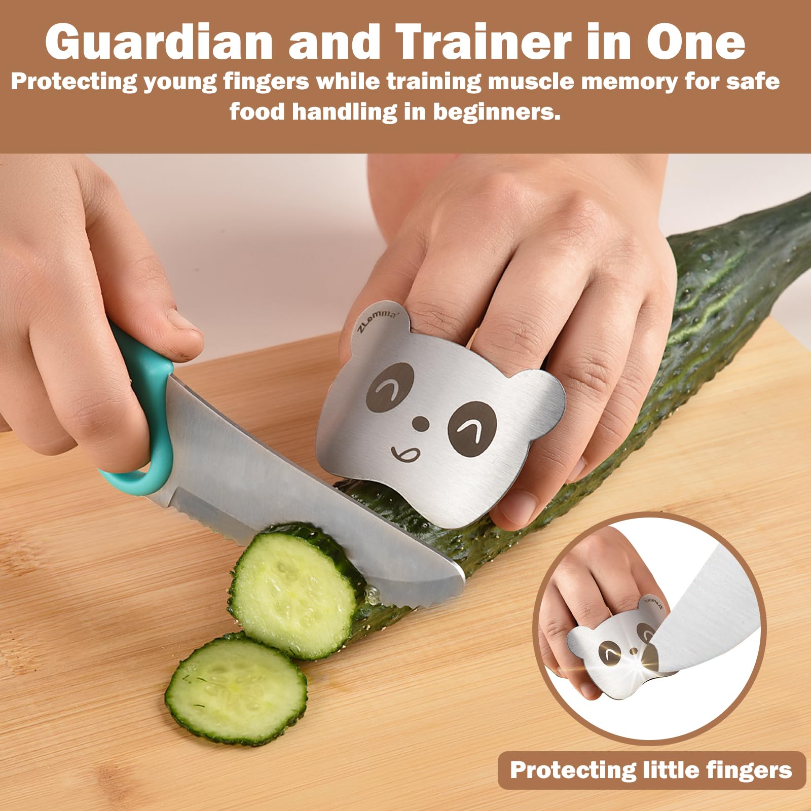 ZLemma stainless steel finger guards deliver durable protection during chopping tasks.
