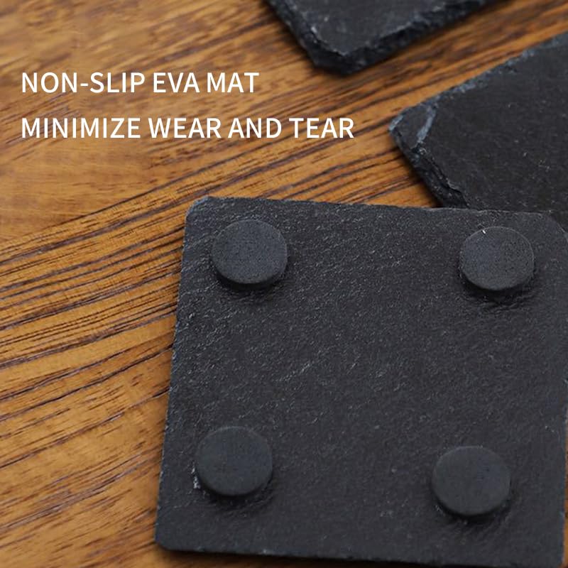 ZLOMD easy-clean slate coasters that wipe clean with a damp cloth.