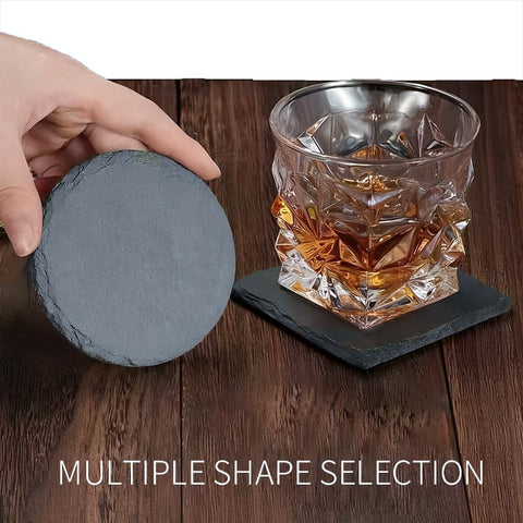 ZLOMD round slate coasters showcase natural texture for chic table decor.
