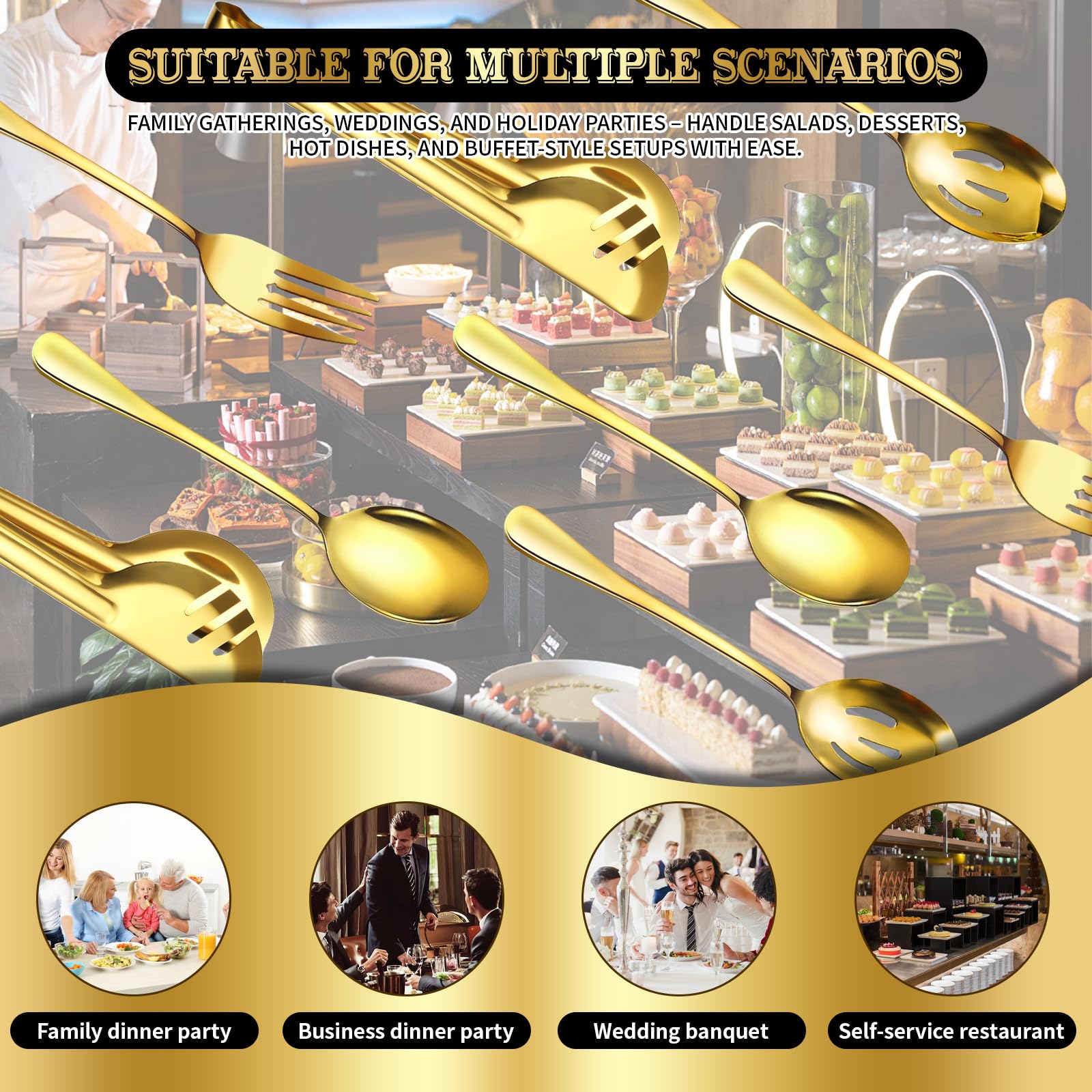 ZLMTZDJD serving forks offer ergonomic grip for comfortable portions.