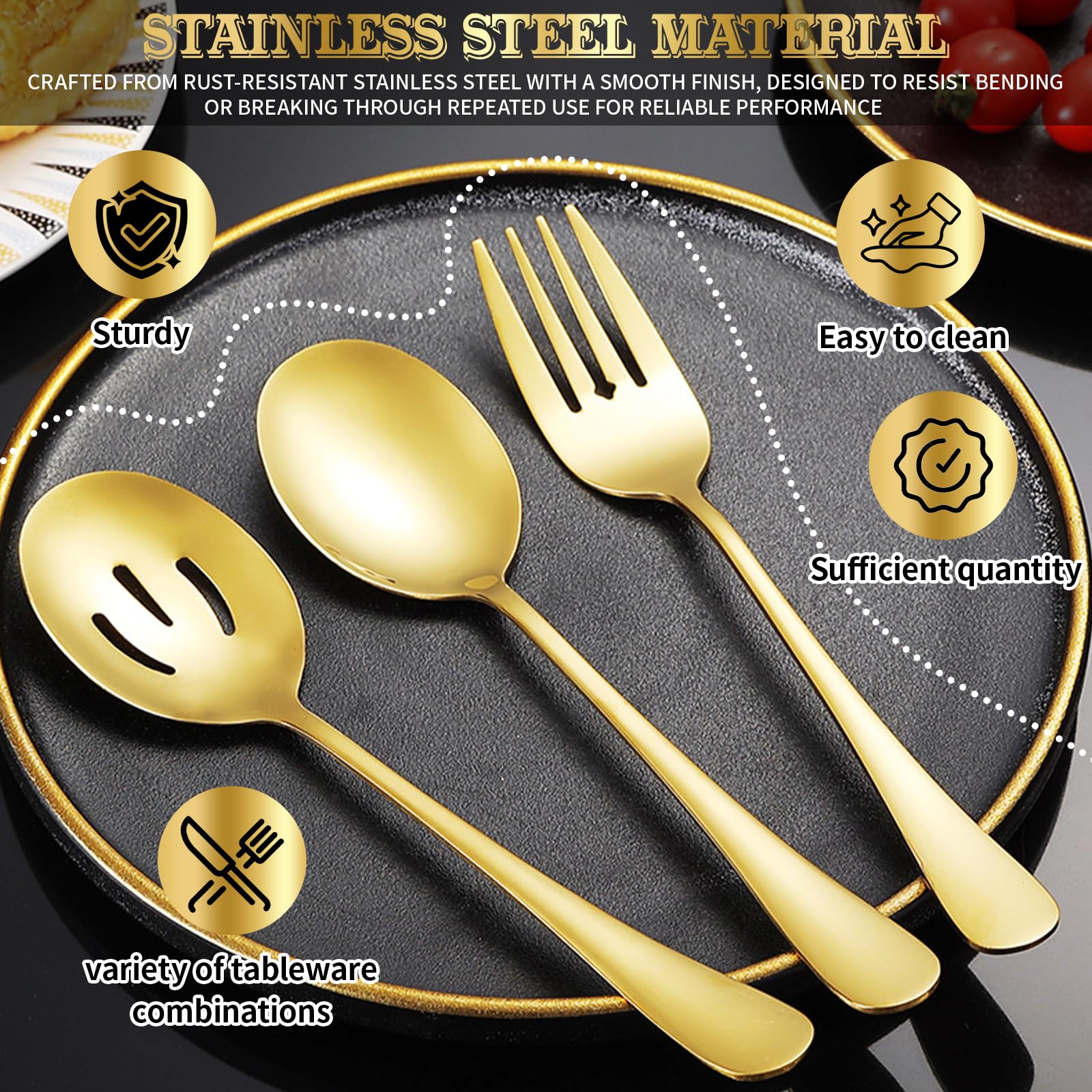 ZLMTZDJD slotted spoons highlight clean draining and precise portioning.