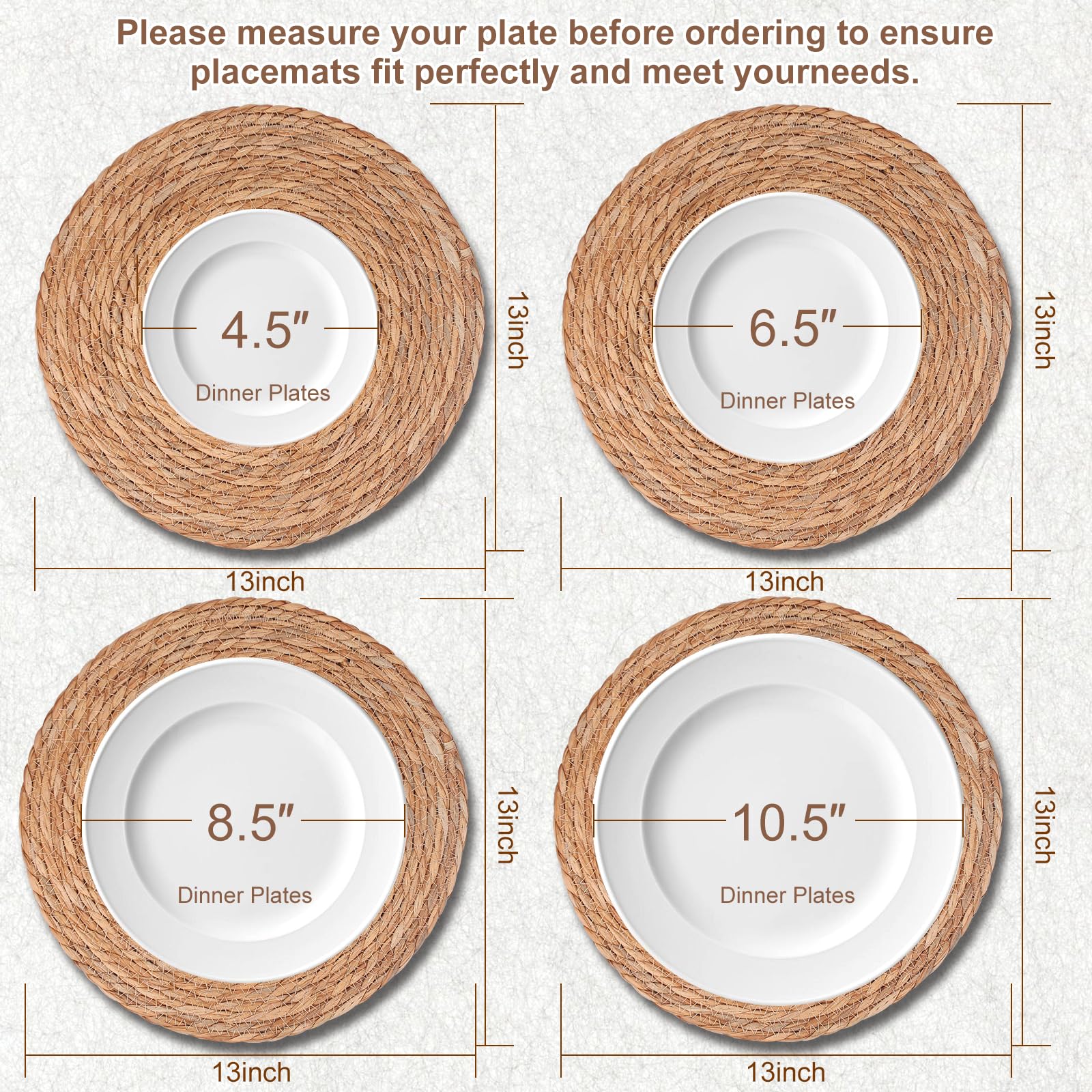ZLMXXT jute braided chargers add rustic charm and plate stabilization.