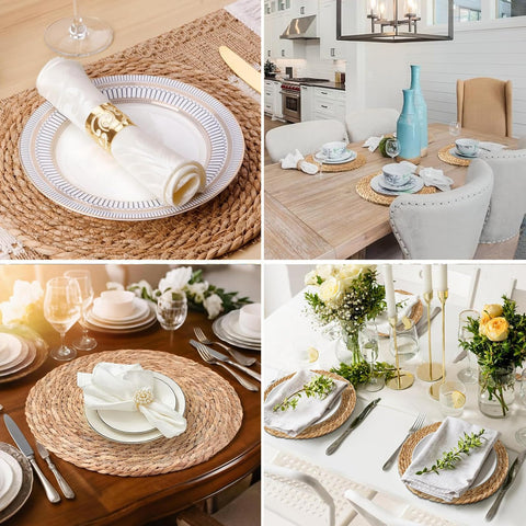 ZLMXXT rattan wicker table mats highlight natural texture to elevate boho tables.