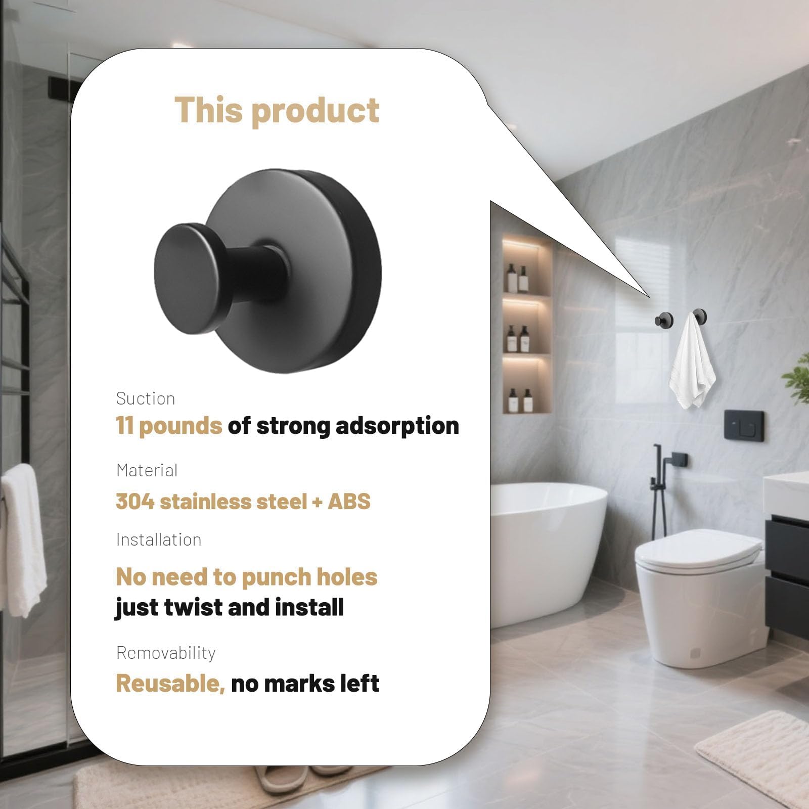 Zloeoa 4-pack suction cup hooks for multiple rooms