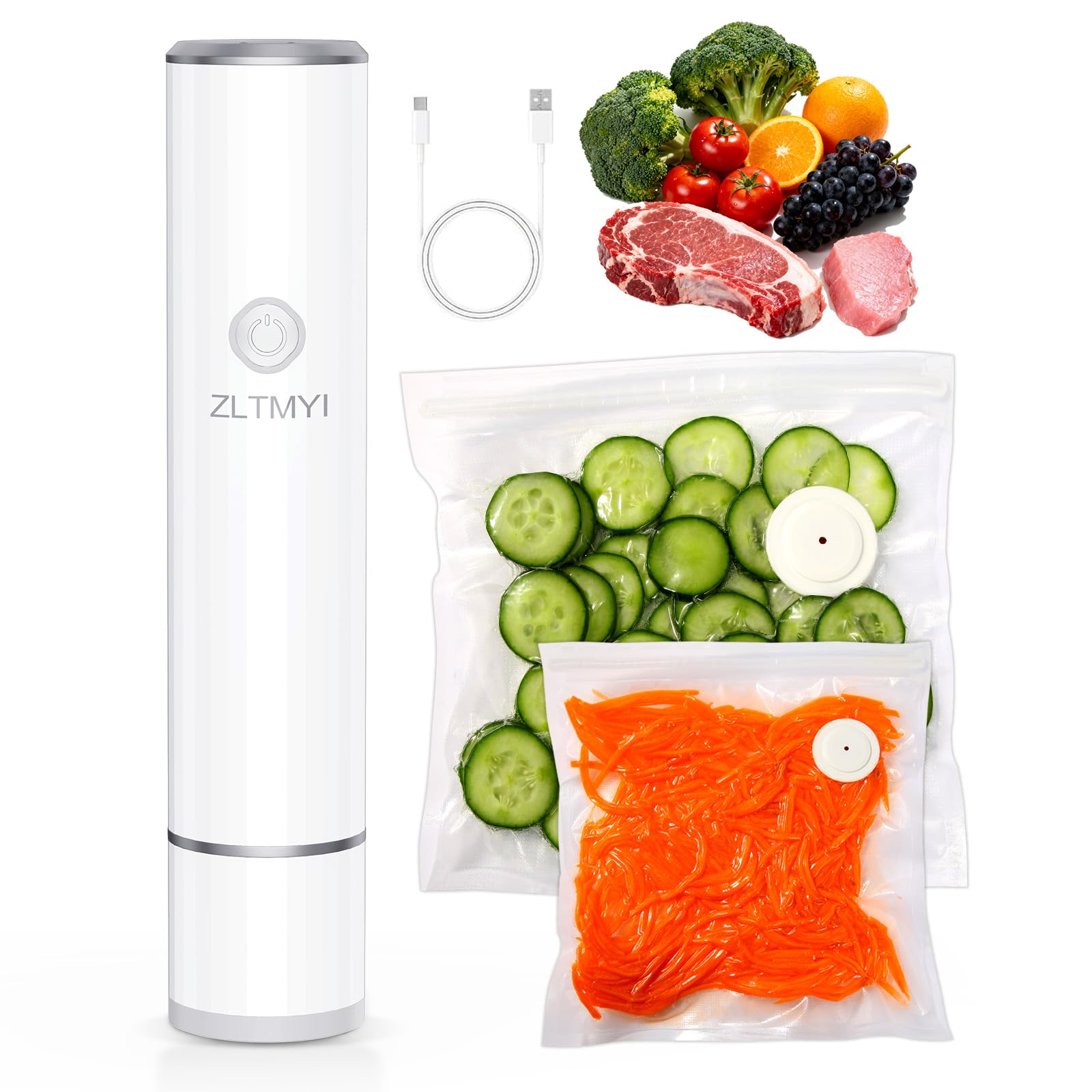 ZLTMYI handheld vacuum sealer in use preserving freshness during meal prep.