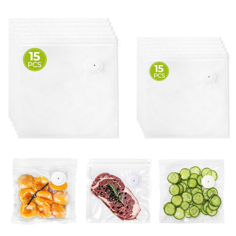 ZLTMYI reusable vacuum sealer bags with air valve for 30-pack storage and freshness.