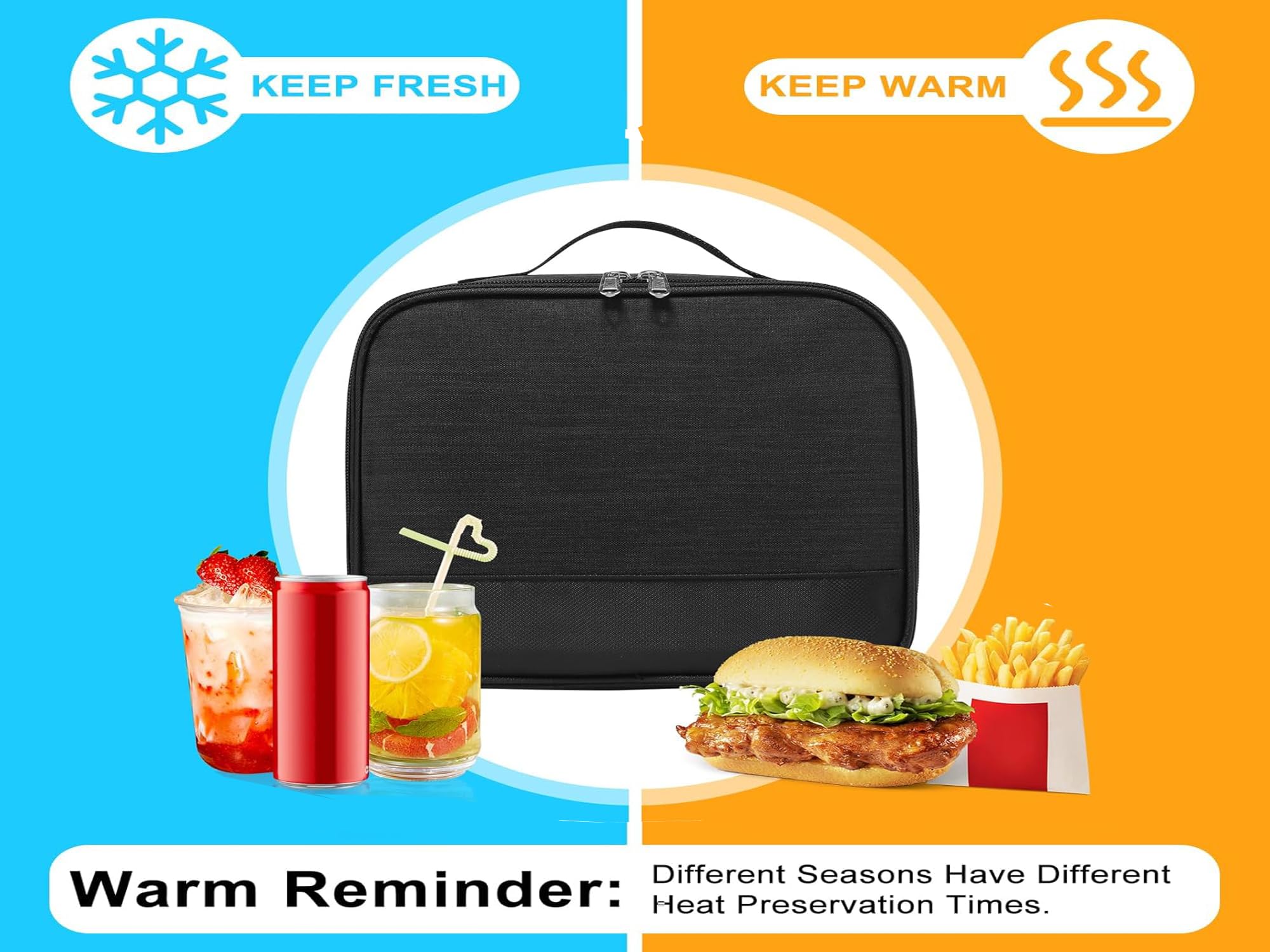 ZM-YOUTOO lunch box size 8.7x4.5x10.2 inches supports one-person meals.