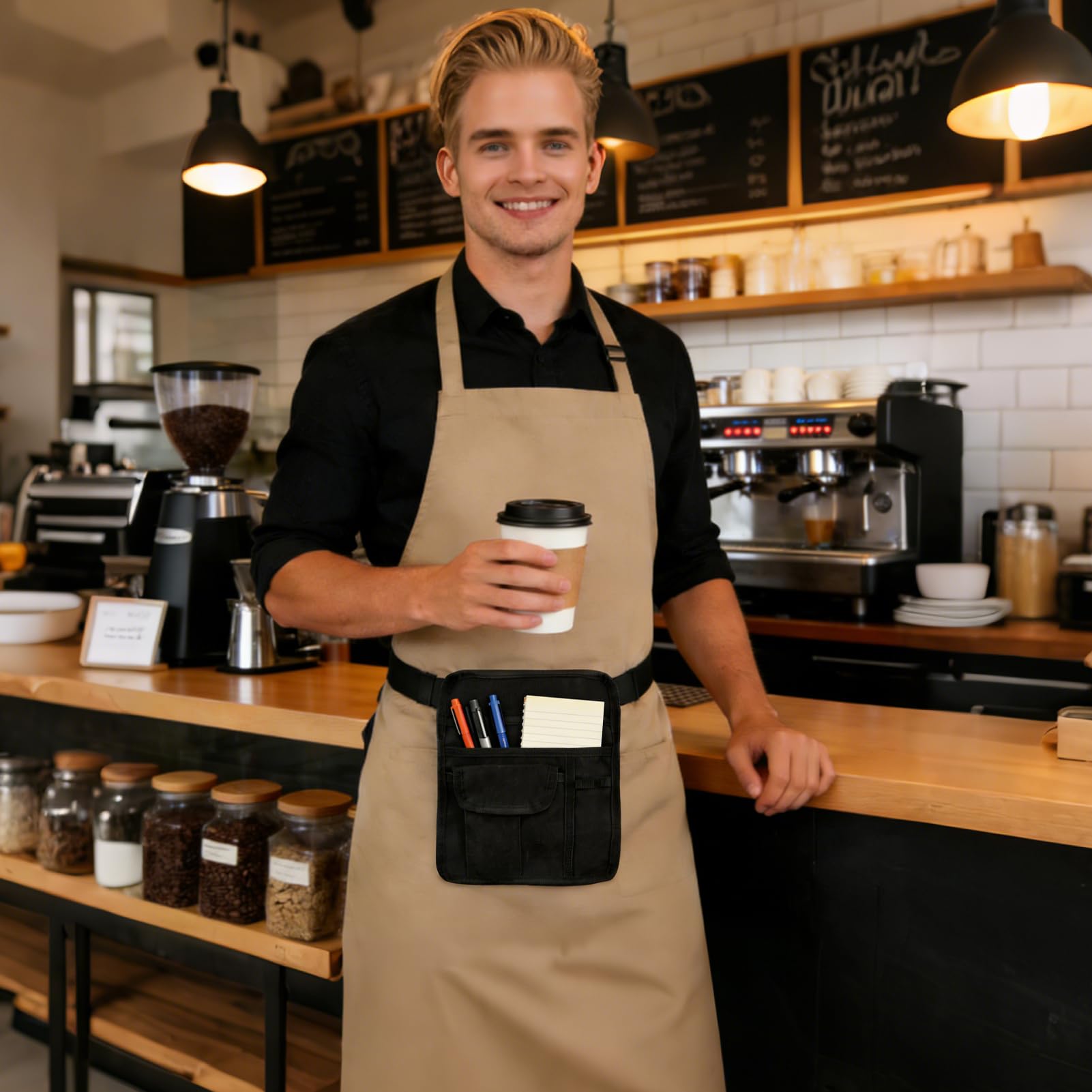 ZMD server apron with badge hook and keys hook for quick access