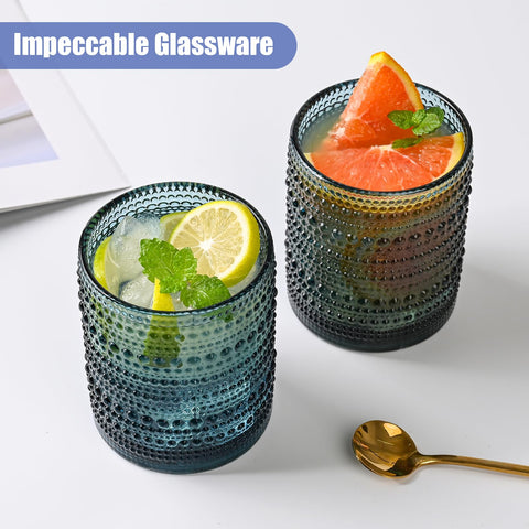 ZMOWIPDL embossed beaded texture glass cup, sturdy daily use.