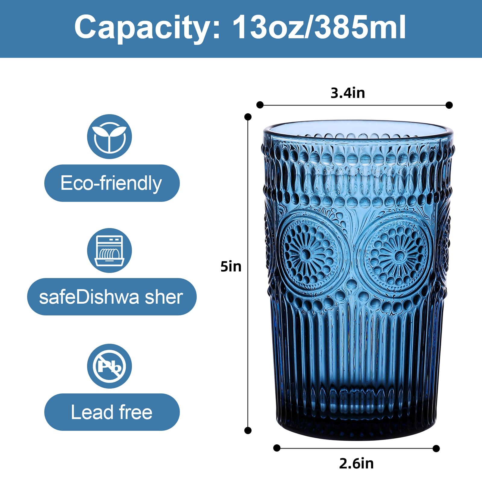 Embossed striped highball glass provides secure grip for iced drinks