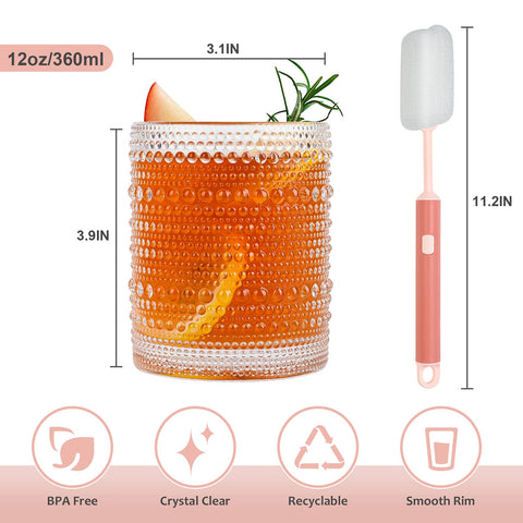ZMOWIPDL drinking glasses measure 3.9 inches high by 3.1 inches wide for versatile beverages.