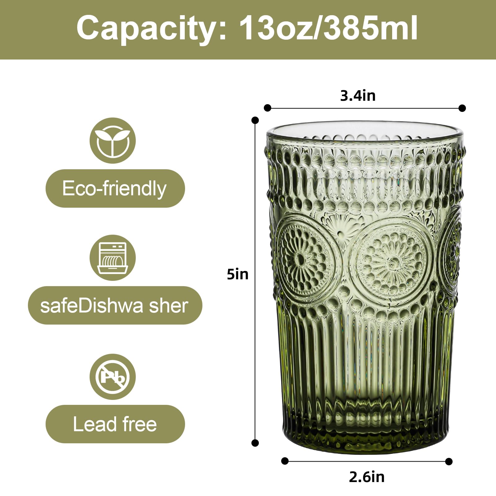 ZMOWIPDL green textured flower-design glasses side view showing grip