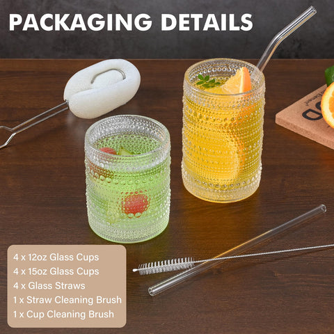 ZMOWIPDL 12oz hobnail glass shows heavy, elegant feel in hand.