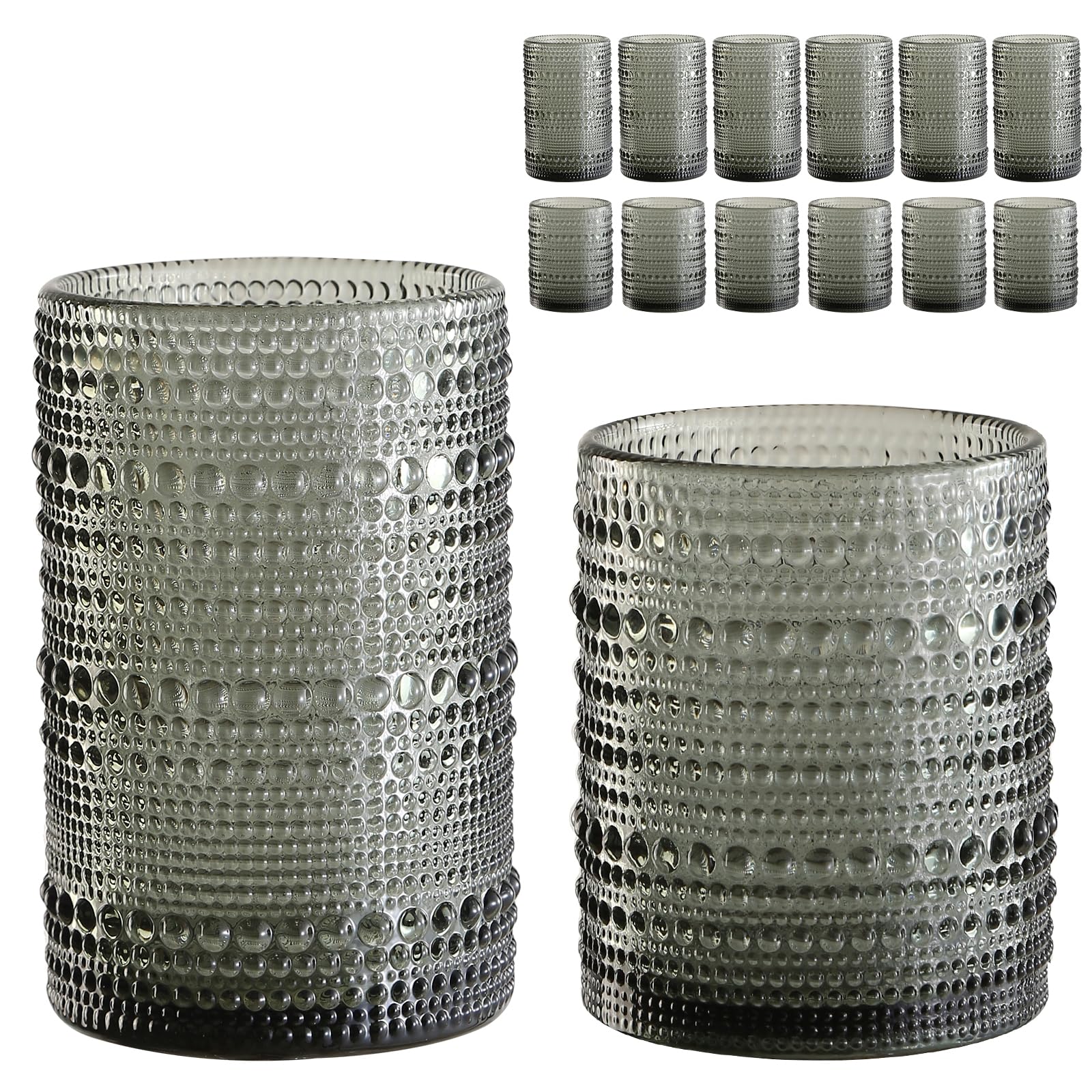 ZMOWIPDL vintage hobnail 12oz glass with comfortable grip for everyday beverages