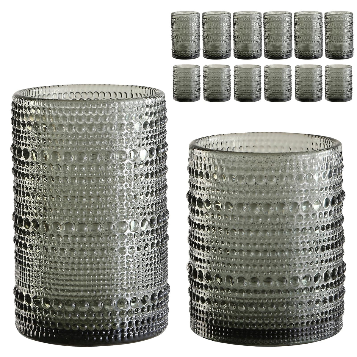 ZMOWIPDL vintage hobnail 12oz glass with comfortable grip for everyday beverages