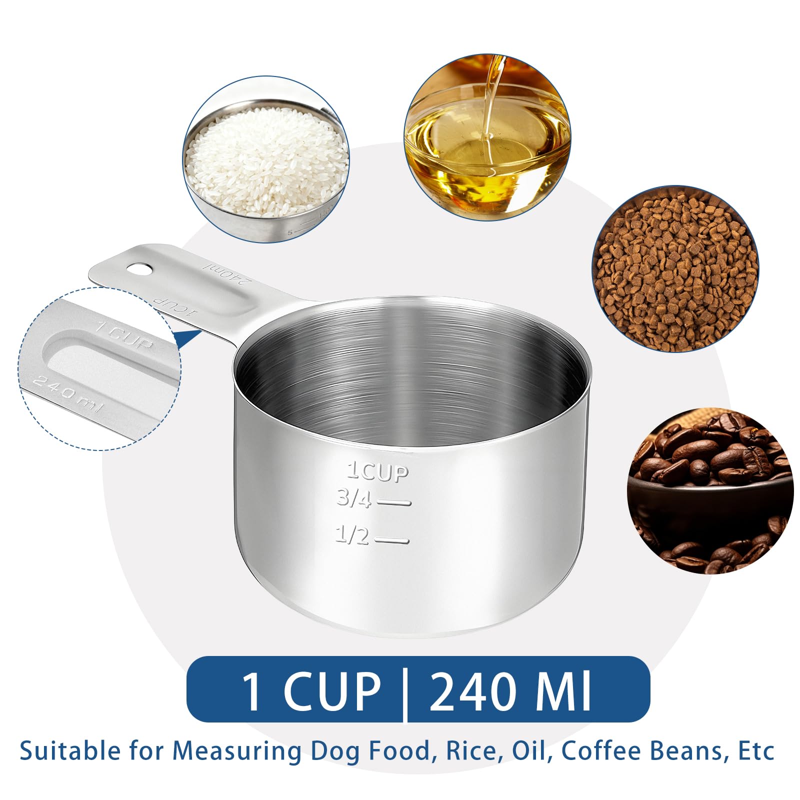 Dishwasher-safe stainless steel measuring cups simplify cleanup after cooking and baking