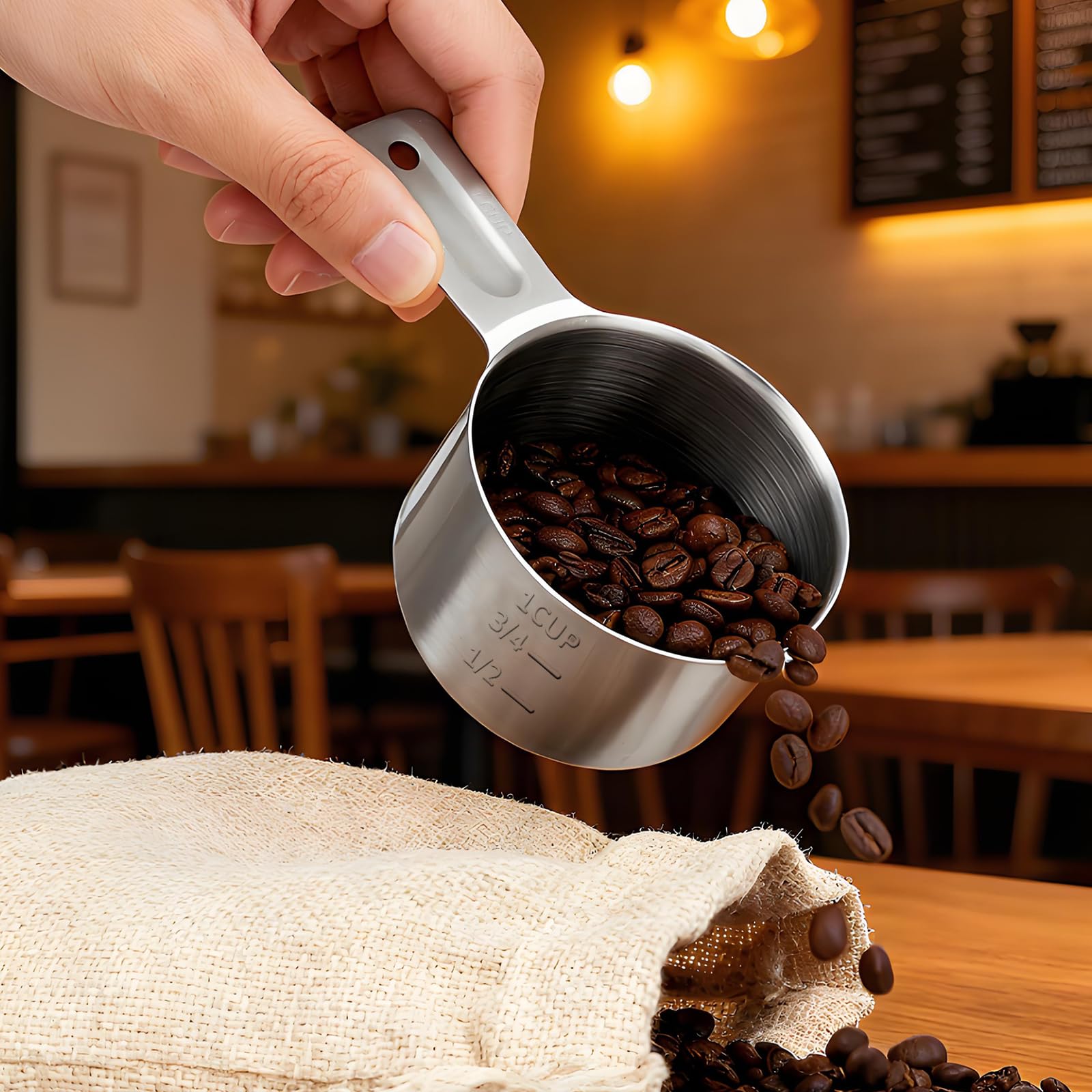 Includes four practical cups ideal for flour, sugar, rice, or oil
