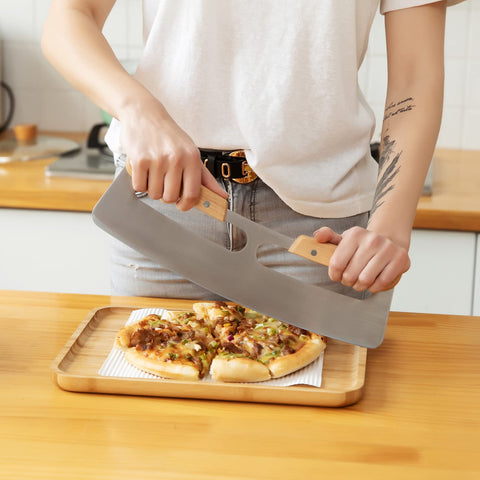 ZOCY dishwasher-safe rocker knife cleans easily after meal prep.
