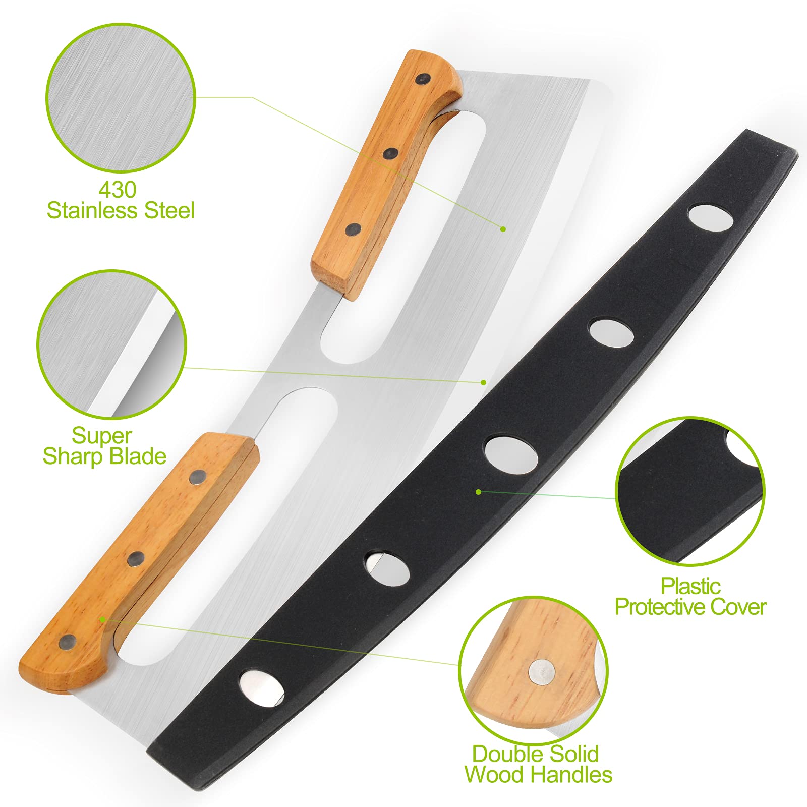 ZOCY double wooden handles provide a non-slip, comfortable grip.