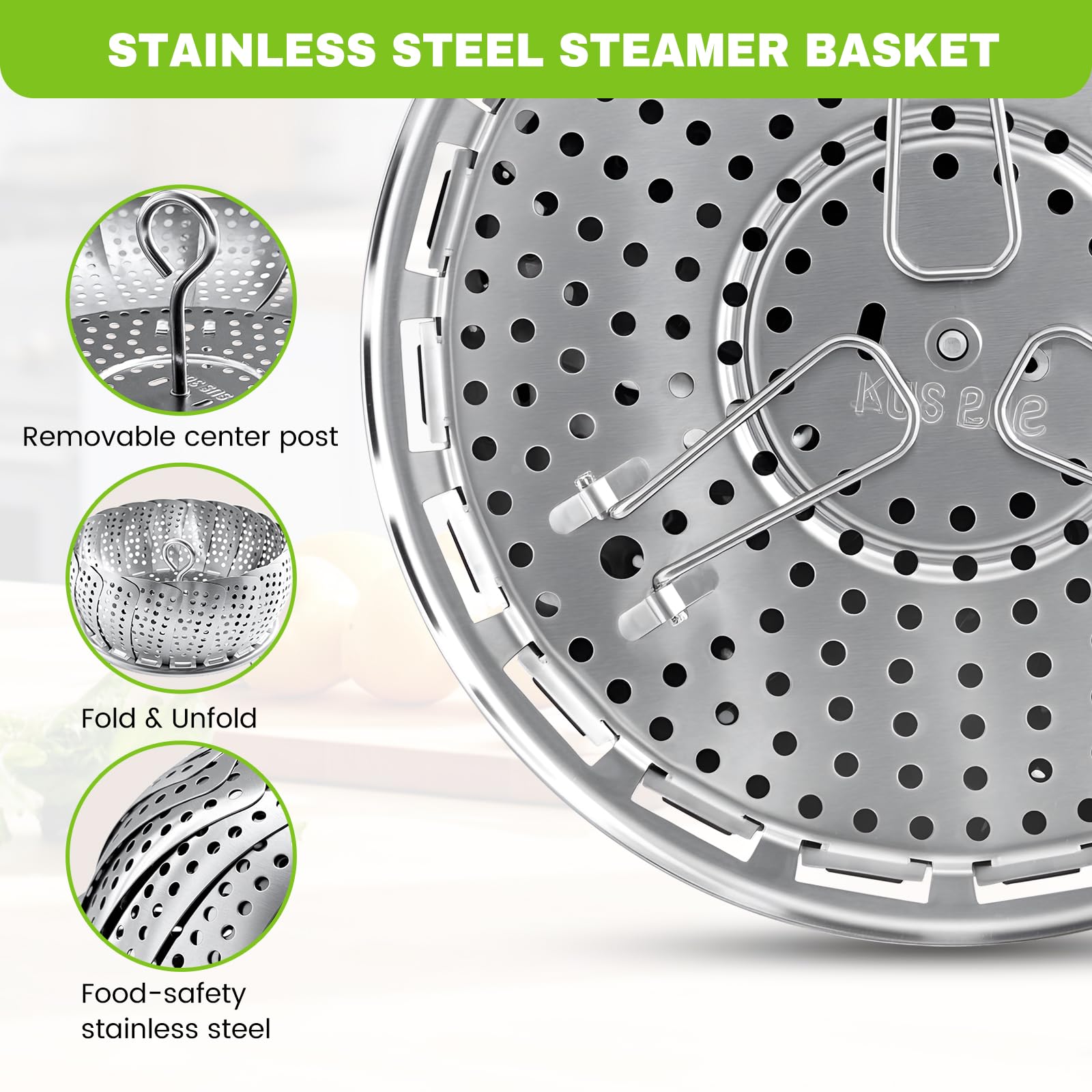 ZOCY steamer basket used for desserts and baby foods, showcasing versatility.