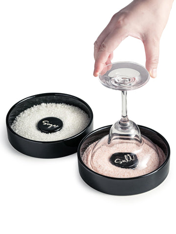 Zoeeker bar glass rimmer in black ceramic with a compact design for quick edge coating.